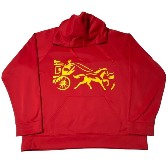 Wells Fargo Bank Hoodie Logo Sweatshirt Red Gold Size XL JERZEES Extra Large Dri - Picture 2 of 7